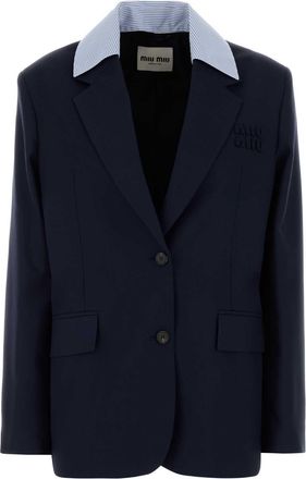 Miu Miu Navy Blue Wool Blazer