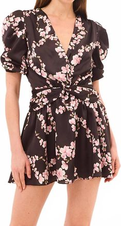 Misa Narcissa Mini Dress In Chained Blossom Satin