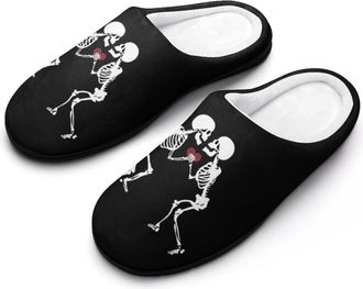 Generic Skeletons Lover Funny Mens Cotton Slippers Soft Non-Slip Rubber Sole House Slipper Indoor Outdoor