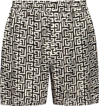 Balmain 4G-print deck shorts - men - Cupro - 50 - Black