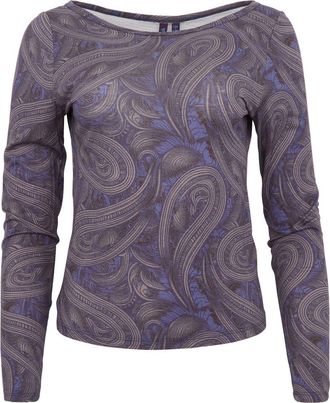 Lords of Harlech Carly Merino Long Sleeve Boatneck Shirt in Badalona Smoke at Nordstrom, Size X-Large