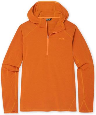 Stio | Mens Trax Power Grid Half Zip Hoodie, Size Extra Large in Bonfire