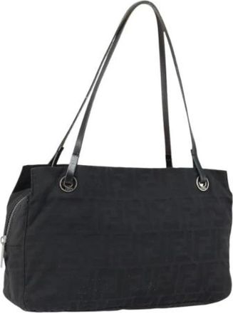 Fendi Pre-owned Shoulder Bags, female, Black, Size: ONE SIZE Pre-owned Canvas Shoulder Bag