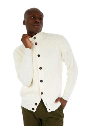 FILIPPO DE LAURENTIIS Ribbed Knit Merino Wool Cardigan