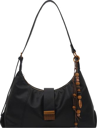 Generic PU Shoulder Bag Tote Bag Hobo Handbag for Women Travel Shopping Work (Black)