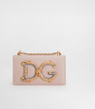 Dolce & Gabbana Dg Girls Phone Bag In Plain Calfskin - Woman Clutches Mini And Micro Bags Blush Leather Onesize