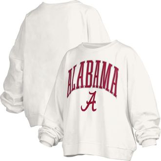 Pressbox Womens Pressbox White Alabama Crimson Tide Janise Arch Over Logo Waist Length Oversized Pullover Sweatshirt at Nordstrom, Size Xx-Large