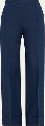 Valentino Garavani Cuffed Suiting Wool Trousers