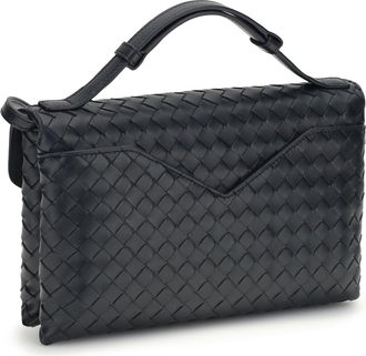 Bottega Veneta Womens Shoulder Bag Knot Lock Midnight-Muse Brass Lambskin