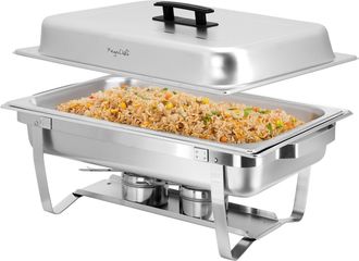 MegaChef 9.5 Quart Foldable Stainless Steel Professional Chafing Dish/Food Warmer/Buffet Server Serving Trays