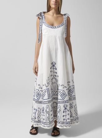 Alemais Womens Leela blue pattern pure linen dress