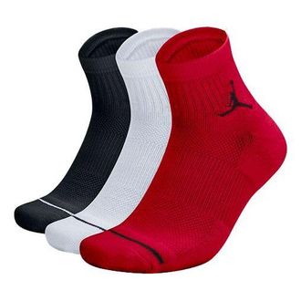 Air Jordan Nike Apparel Socks Men Air Jordan Jumpman Qtr Socks 3 Black White Red SX5544-011