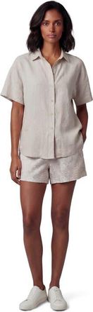 Lords of Harlech Paisley Explosion Womens Drawstring Linen Short in Paisley Explosion Ivory at Nordstrom, Size Xx-Large