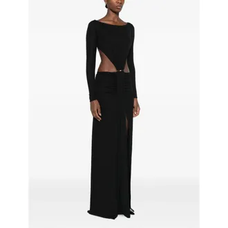 Elisabetta Franchi Cut-Out Ruched Evening Dress - Black