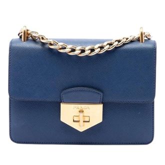 Prada Pre-owned Saffiano Crossbody Bag - Dames - Pre-owned - Blauw - Maat: ONE Size Zijde