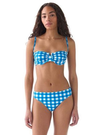 Kate Spade New York Gingham Ruched Bra Swim Top Swimsuit in Santorini Blue at Nordstrom, Size X-Large