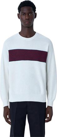 Visvim Katoen-Zijde Blend Crewneck Trui - Heren - Ronde hals truien - Wit - 2XL - Katoen - Truien & Vesten