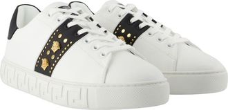 Versace Mens Medusa-Studded Sneaker White Synthetic