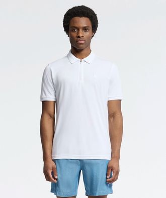 Psycho Bunny Mens Trevor Performance Pique Zip Up Polo 100 WHITE / XXL