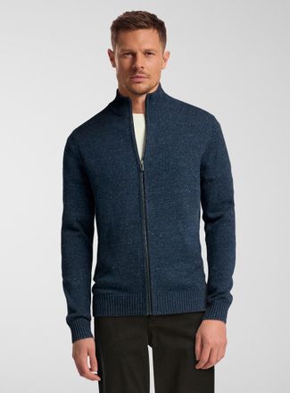 Le 31 Mens Reprocessed-cotton zipped Cardigan Sweater
