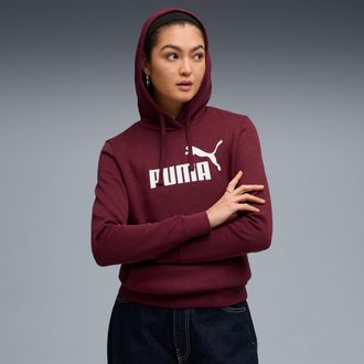 Puma Kapuzensweatshirt PUMA ESS NO. 1 LOGO HOODIE FL (S), Damen, Gr. M, ruby shimmer, Fleece, Obermaterial: 66% Baumwolle, 34% Polyester, bedruckt, regular