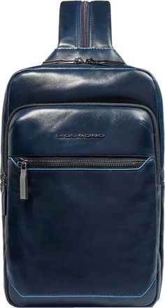 Piquadro Convertible Sling Bag naar Rugzak - Heren - Rugzakken - Blauw - ONE Size - Leer - Tassen