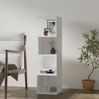 Dmora Biblioteca Cissone, 3 Estantes, Instalaci&oacute;n Libre, Estructura Vertical, 27x25x95h Cm Blanco