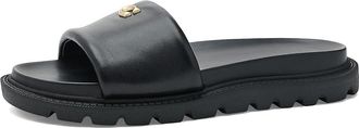 Coach Brynn Leather Slide Sandals Womens Sandals Black : 5.5 M, Synthetic