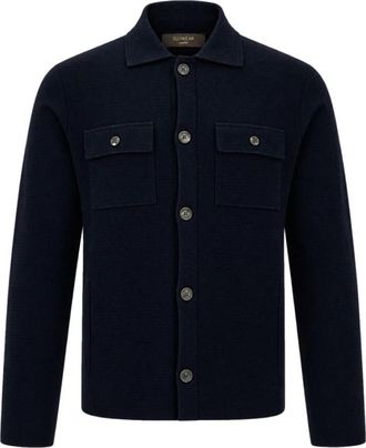 Zanone Sahariana gebreid jack - Heren - Zomerjassen - Blauw - XL - Wol - Jassen