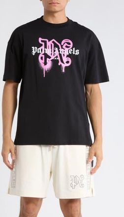 Palm Angels Logo Graphic Cotton T-Shirt in Black Fuchsia at Nordstrom Rack, Size Xx-Small
