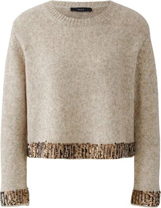 Oui Ronde hals gebreid - Dames - Ronde hals truien - Beige - XS - Wol - Truien & Vesten