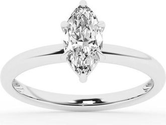Grown Brilliance Lab Grown Diamond Engagement Ring in 10K White Gold, 1 Carat Marquise Cut Solitaire, Ring Size 7