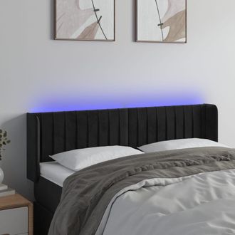 vidaXL Cabecero Con Led De Terciopelo Negro 147x16x78/88 Cm Vidaxl