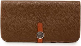 Herm&egrave;s Pre-owned Dogon Duo Portemonnee - Dames - Vintage Accessoires - Bruin - ONE Size - Leer - Vintage