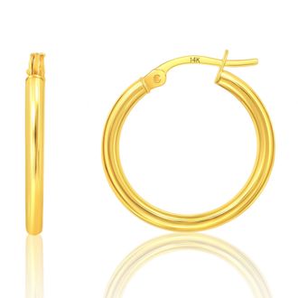 MAX + STONE Solid 10k or 14k Gold 2mm Thick Tube Hoop Earrings 12MM to 50MM