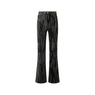 Roberto Cavalli Wide Trousers, female, Black, Size: S Denim Jeans With a Streak Effect