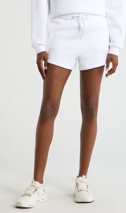 Lord & Taylor Luxe Fleece Sweat Shorts in Brilliant White at Nordstrom, Size X-Small