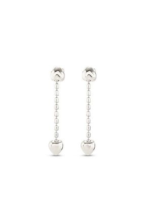 UNOde50 Sterling silver-plated earrings with dangling chain and small hearts at Nordstrom