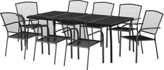 vidaXL 9 Piece Garden Dining Set Anthracite Steel Vidaxl