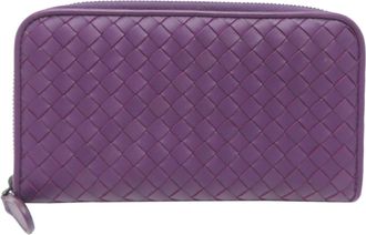 Bottega Veneta Purple Intrecciato Long Wallet (Bi-Fold) (Pre-Owned)