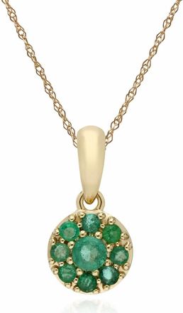 Gemondo Cluster Round Emerald Classic Pendant and Chain in 9ct Yellow Gold