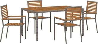 vidaXL Conjunto De Comedor De Jard&iacute;n 5 Uds. Gris Y Marr&oacute;n Vidaxl