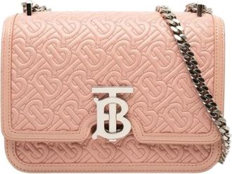 Burberry Pre-owned Vintage Embossed Leather Shoulder Bag - Dames - Vintage Schoudertas - Roze - ONE Size - Leer - Vintage