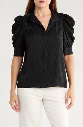 Frame Denim GIllian Puff Sleeve Top in Black at Nordstrom Rack, Size X-Small