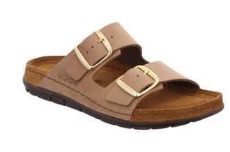 Rohde Pantolette ROHDE Rodigo-D, Damen, Gr. 35, beige (natur), Leder, Schuhe Pantolette, Sommerschuh, Schlappen, Hausschuh mit Schnallenverschl&uuml;sse