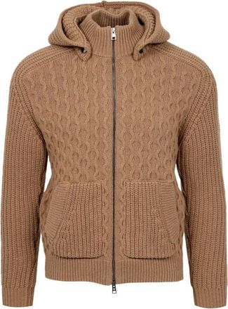Tagliatore Aspen Hooded Sweater - Heren - Vesten - Bruin - L - Wol - Truien & Vesten