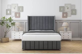 Comfort Beds Serena Coniston Divan Base No Drawers - 54 Wingback-Footboard in Dark Grey | Size: Small Double