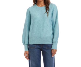 Karen Kane Sequin Crewneck Sweater In Aqua