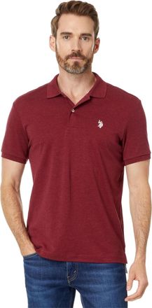 U.S.Polo Association Mens Slim Fit Interlock Polo, Wine Valley Heather, S