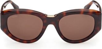 Max Mara 52mm Round Sunglasses in Blonde Havana /Bronze /Brown at Nordstrom